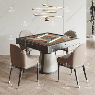现代实木麻将机餐桌两用多功能麻雀棋牌桌全自动茶馆家用饭桌一体