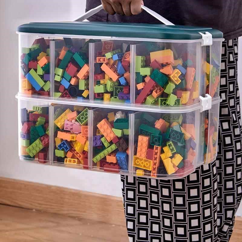 儿童玩具大小颗粒零件分拣分层类儿童积木收纳盒桌面整理箱子神器
