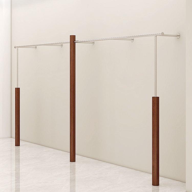 服装店展示架落地式靠墙架不锈钢挂衣架男女装店实木侧挂陈列货架