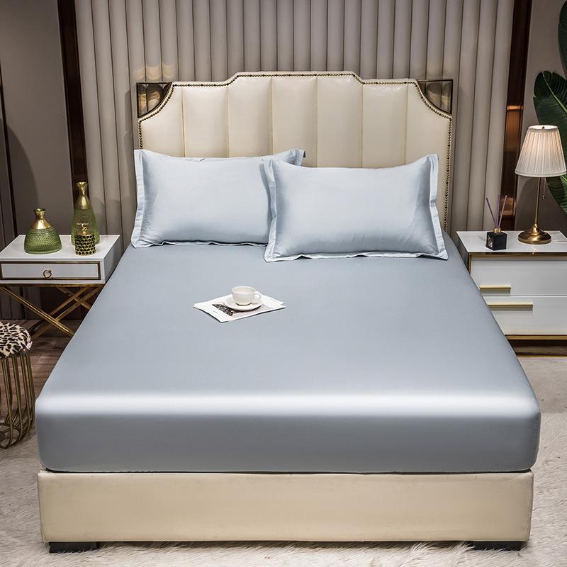 纯棉长绒棉床笠全棉简约100支纯色床罩保护套枕套床单单件