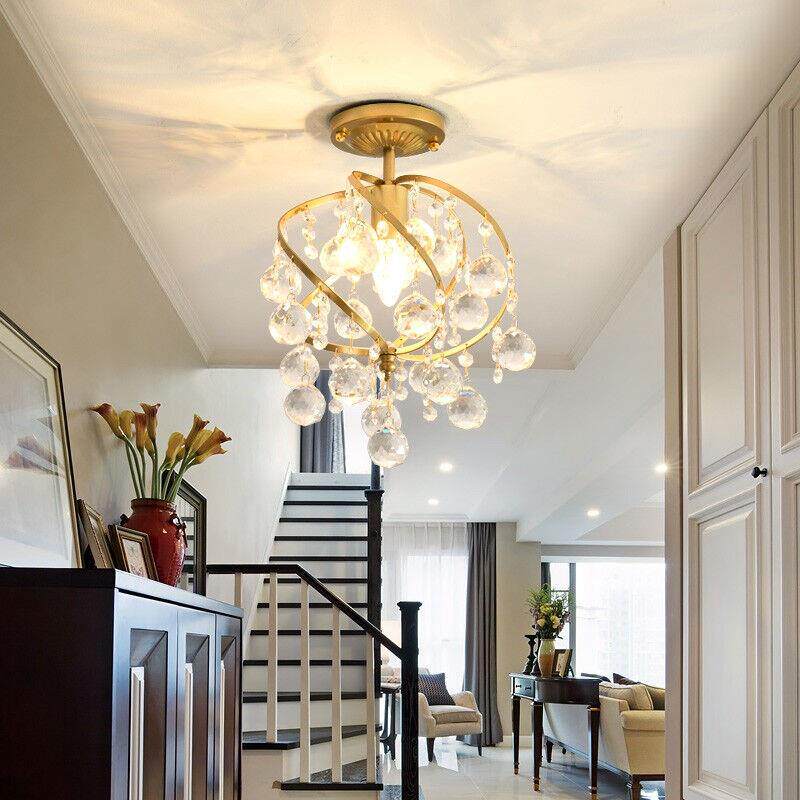 欧式过道灯走廊玄关门厅楼梯入户阳台进门通道小吸顶灯水晶轻奢灯