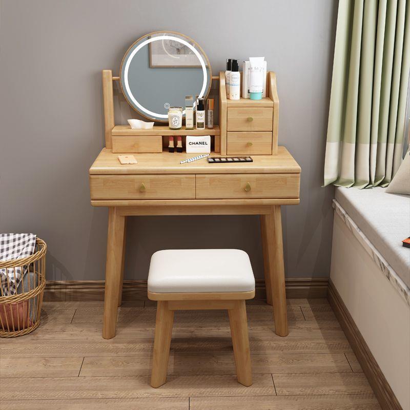 北欧实木梳妆台卧室现代简约收纳柜婚房网红轻奢小户型床头柜小型