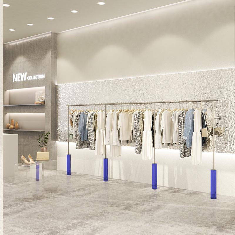 服装店展示架亚克力上墙壁挂式不锈钢陈列货架男女装童装店挂衣架