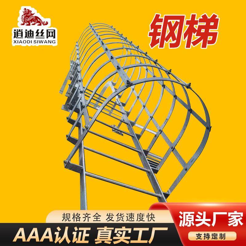 上屋面钢直梯304不锈钢爬梯护笼15j401金属热镀锌带安全护笼爬梯