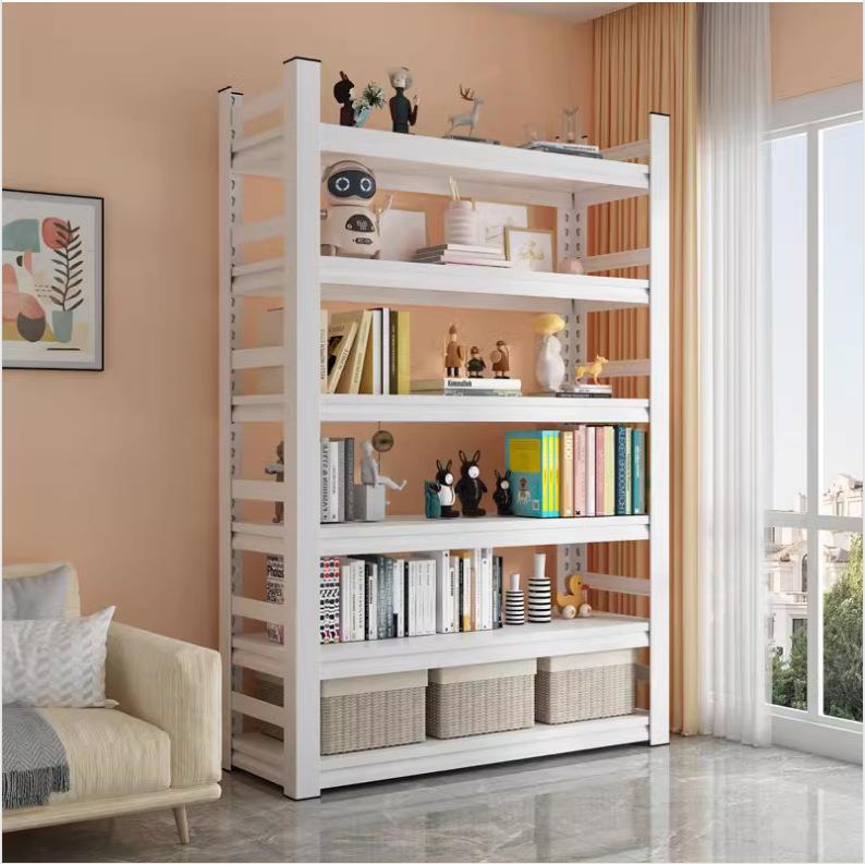 钢制书架落地置物家用图书馆多层网红儿童书柜收纳铁艺角钢简易架