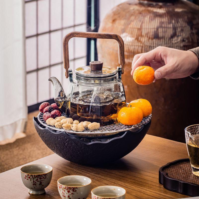 网红围炉煮茶家用室内罐罐烤茶炉烧烤电陶炉煮茶器玻璃煮茶壶套装
