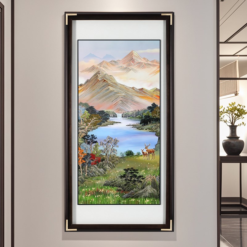 金山聚宝图2025新款手工铜板铜雕装饰画走廊玄关山水画新中式高档图片