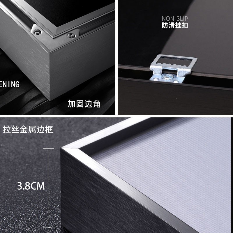 日式侘寂风客厅背景墙壁装饰壁画抽象静物正方形组合卧室床头挂画图片