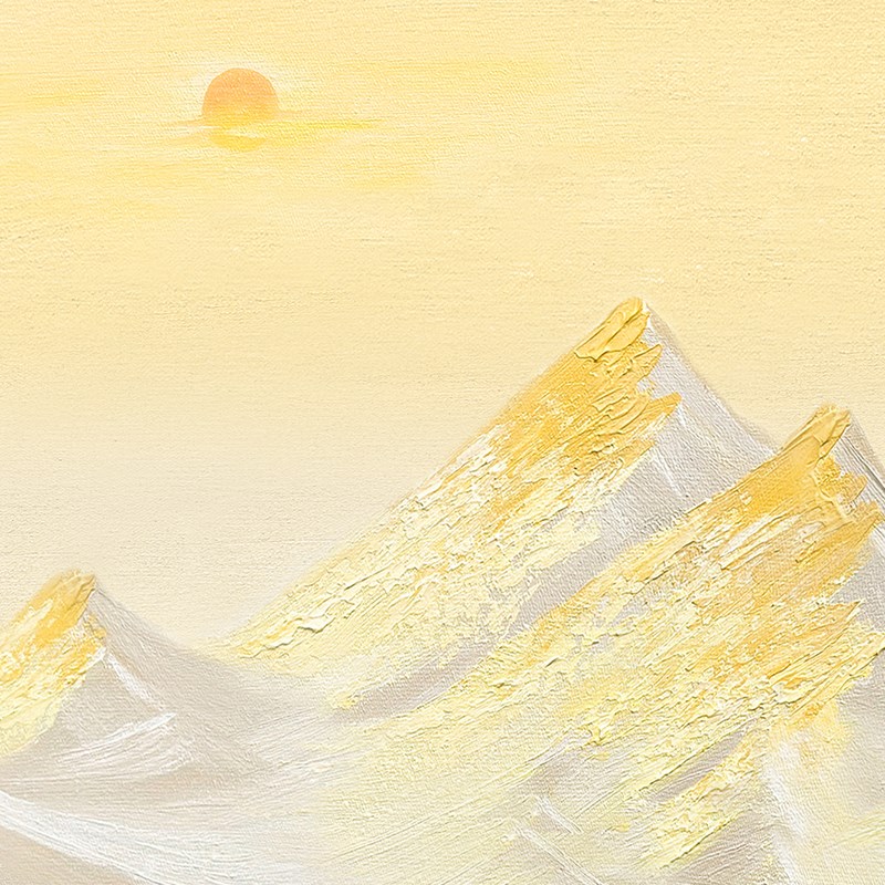 HESD.ART原创纯手绘油画《旭日东升》玄关挂画过道走廊山水装饰画图片