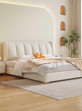 意式极简高箱储物床摩图凯撒磨砂布床主卧软包落地双人床布艺床