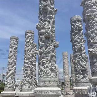山东嘉祥天然石材龙柱加工石柱子雕龙双龙大气寓意好可设计汉