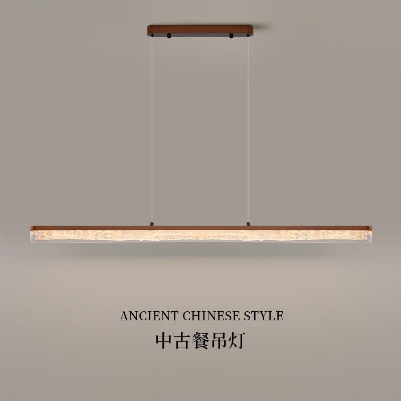 意式餐厅吊灯现代简约树脂冰裂纹大厅灯设计师新款创意一字长条灯