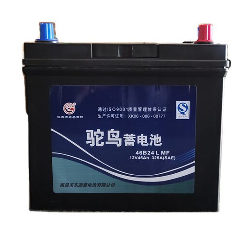 驼鸟蓄电池12v45a46B24L细柱厂家直供可充电电池