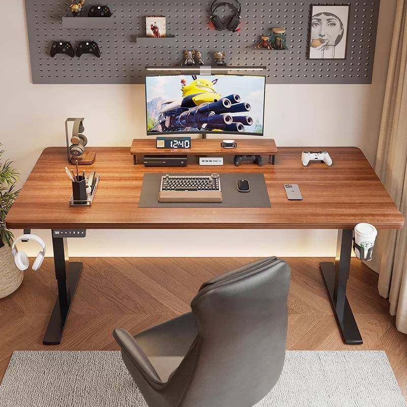 实木电动升降桌书桌智能家用办公桌电竞桌可升降桌子工作台北欧风