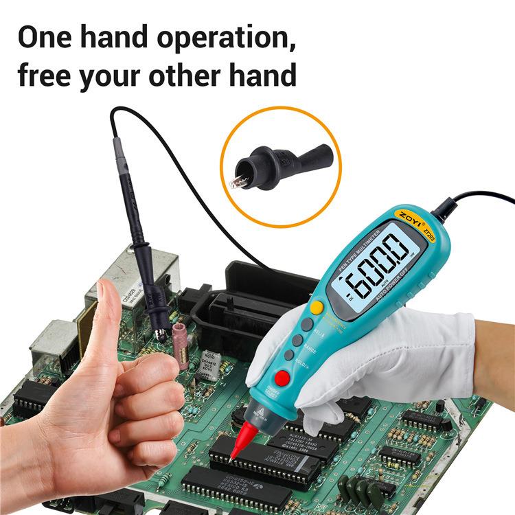 众仪电测ZT203便携智能单手操作手电筒大屏背光笔型表