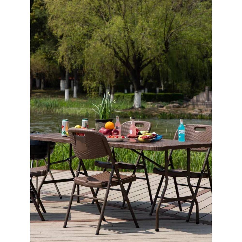 3EW1折叠桌餐桌收纳省空间4人6人长方形简约免安装阳台户外便携式