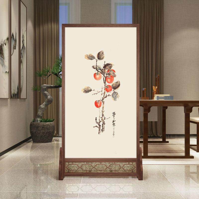 中式屏风隔断柿子客厅书房玄关入户遮挡屏酒店饭店茶室办公室座屏,鲜花速递/花卉仿真/绿植园艺,割草机/草坪机,淘宝优惠券,粉丝福利购,淘宝优惠卷