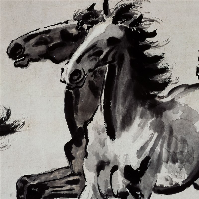 近 代徐悲鸿 六骏图国画动物画宣纸高清微喷复制客厅玄关装饰画芯图片