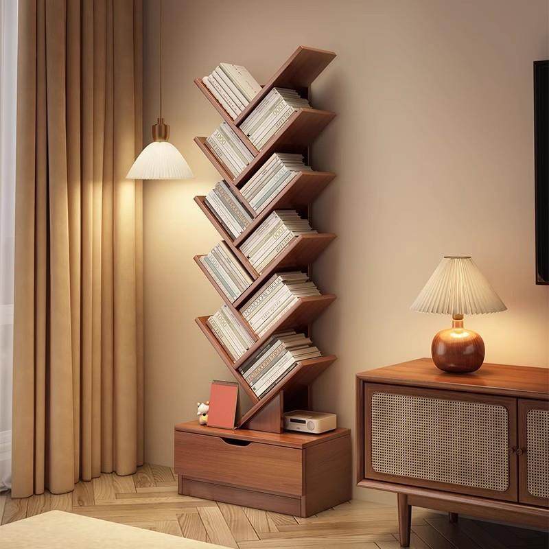 简易树形小书架置物架落地卧室柜子客厅收纳架家用多层创意窄书柜