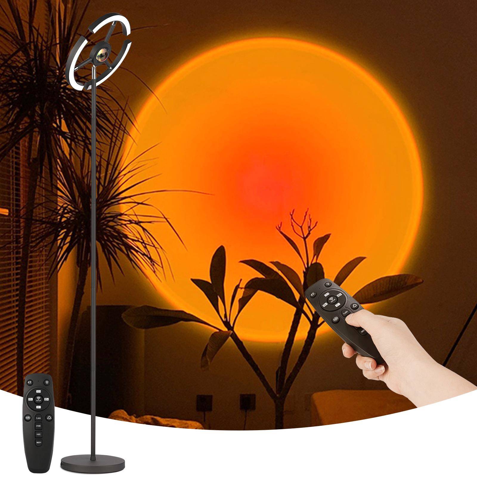 热卖灯具夕阳灯落地灯中山灯具遥控七色光调光落地灯