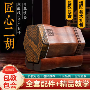 初学者厂家直销红木蟒皮儿童入门考级专业二胡 二胡乐器旗舰店正品