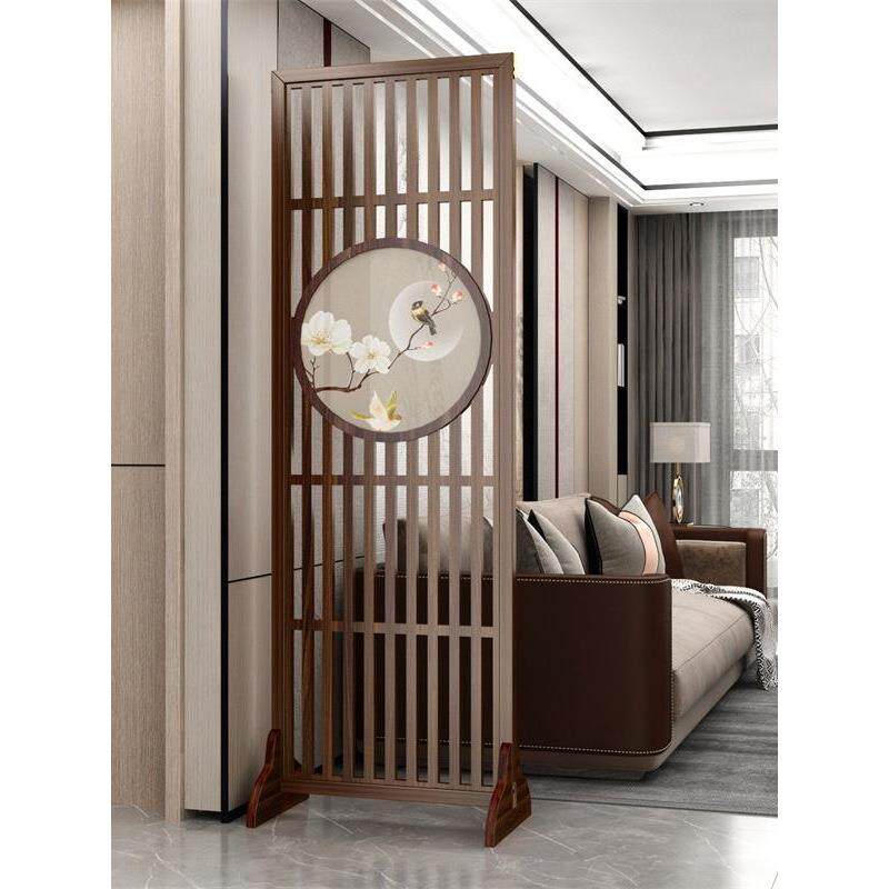 新中式屏风隔断客厅折叠移动实木中国风入户办公室镂空装饰分割