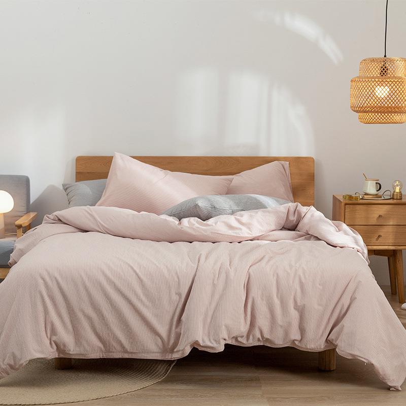 纯棉水洗棉四件套床上用品纯色床笠被套三件套四件套全棉日系