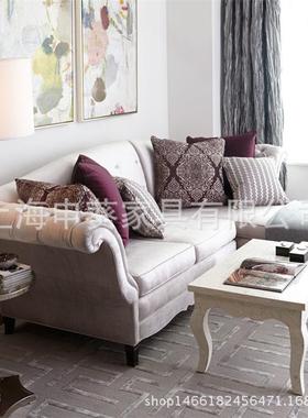 美式乡村棉麻布艺沙发组合L型转角贵妃沙发北欧大小户型灰色沙发