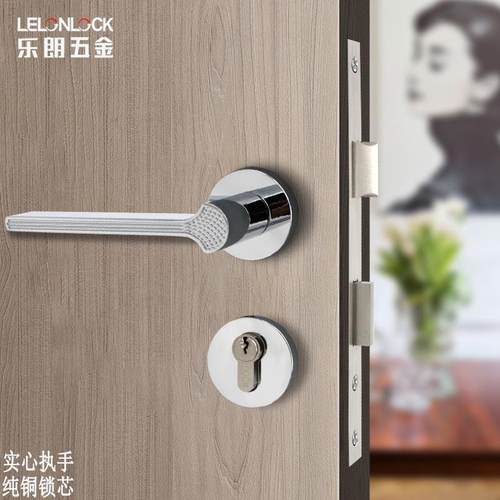 欧式锌合金分体锁实心把手室内静音门锁卧室磁吸木门执手锁