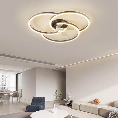 新款高级感铝材卧室风扇灯静音一体铝材客厅电扇灯极简大气吊扇灯