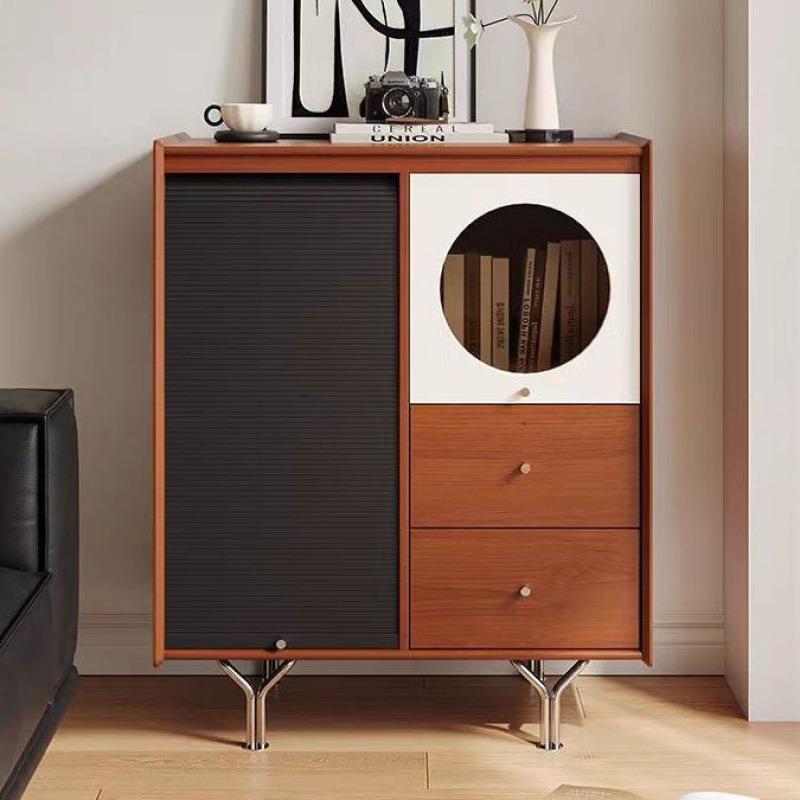 新款北欧风黄杨木餐边柜靠墙一体茶水柜斗柜储物边柜进门玄关柜