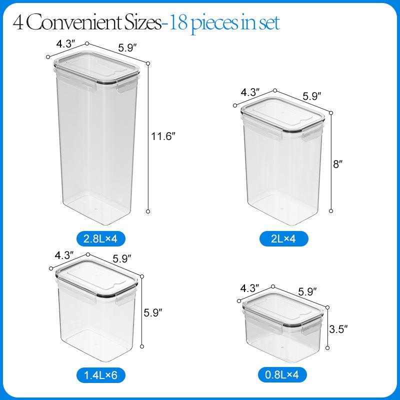 2.8L*4+2.0L*4+1.4L*6+0.8L*4保鲜盒套组密封防潮厨房收纳密封罐