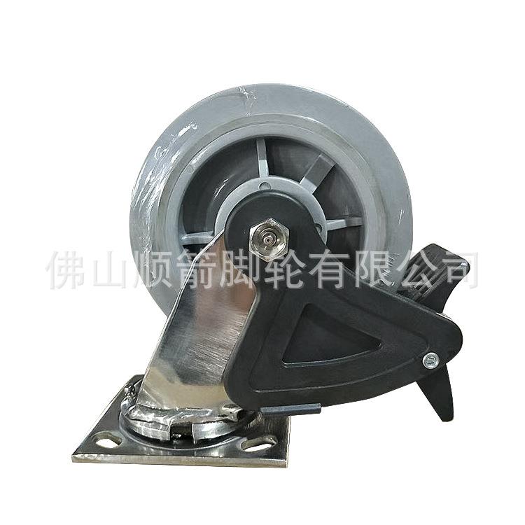重型工业TPR平顶静音脚轮4寸5寸6寸8寸聚氨酯万向脚轮定向脚轮
