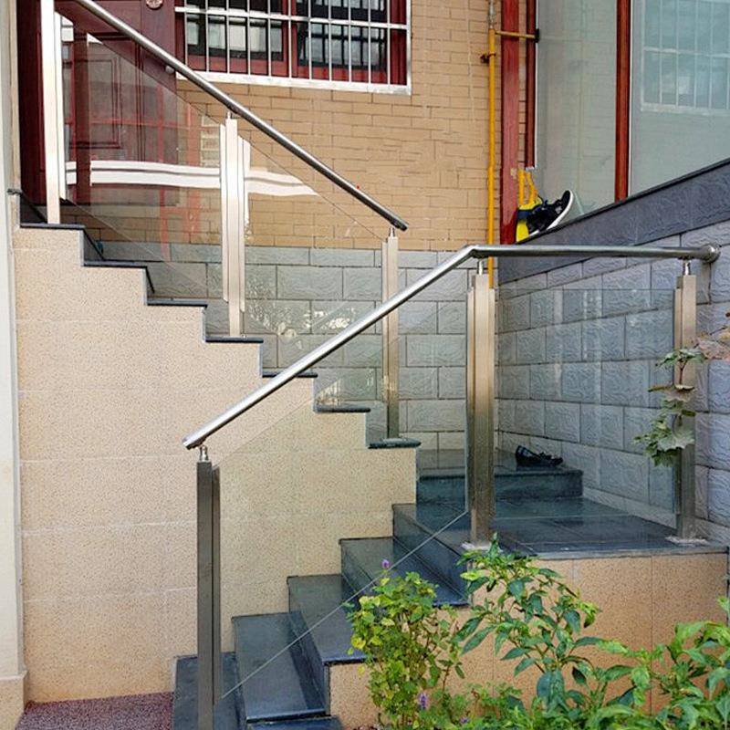 阳台钢化玻璃不锈钢方管立柱扶手家用工程立柱玻璃楼梯扶手