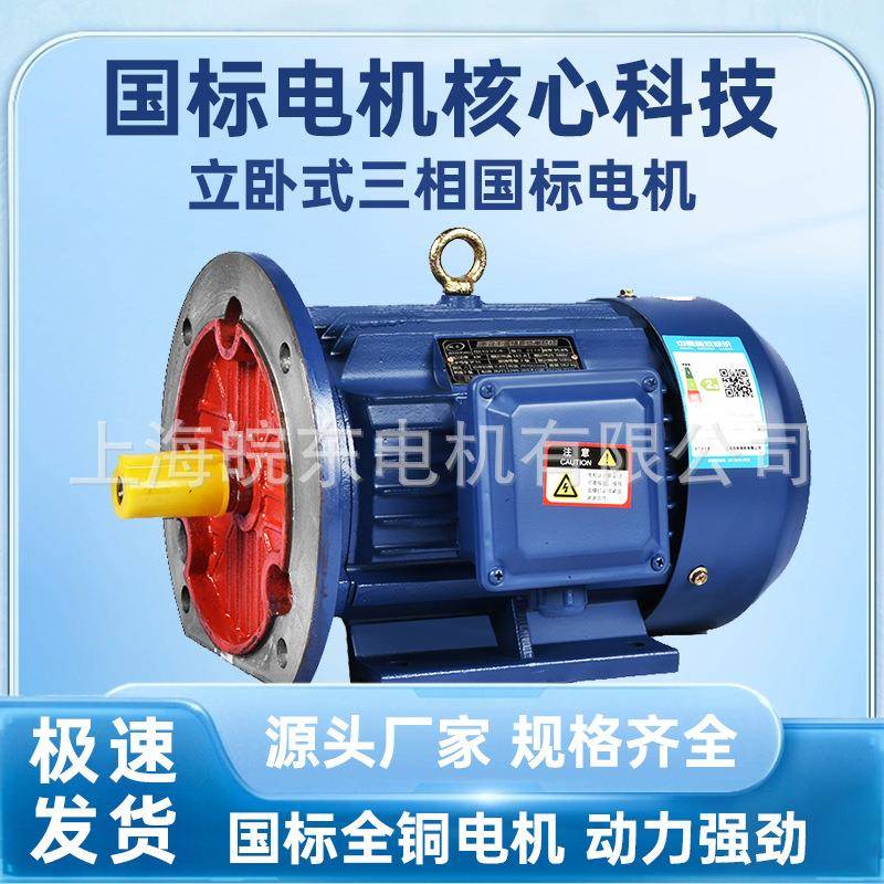 全铜电机380v三相异步电动机国标立式卧式工业11/55W节能马达