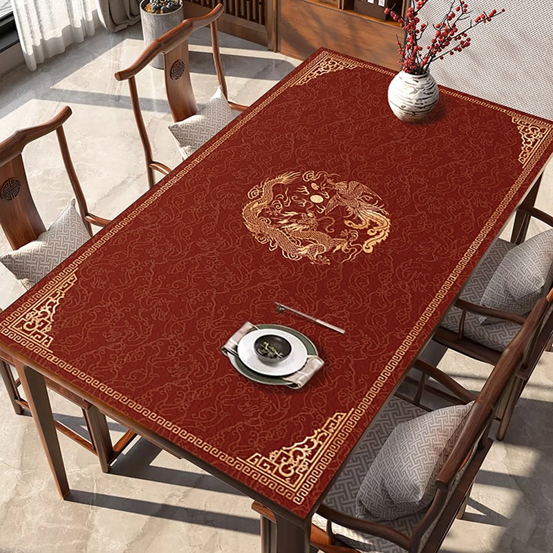新中式结婚新年餐桌垫防水防油隔热皮革桌面保护垫电视柜茶几桌布