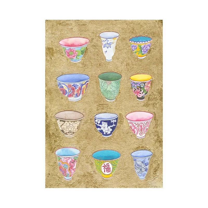 中国风彩色陶瓷碗新中式玄关装饰画客饭厅走廊过道书房背景墙挂画图片