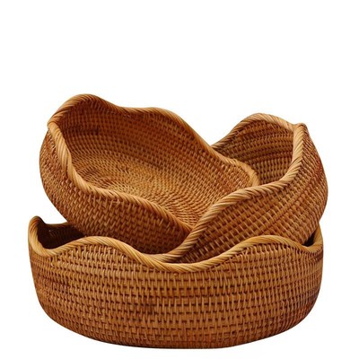 馒头专用筐手工编织篮藤编材料收纳筐家用水果篮竹篮筐盛馍筐针线