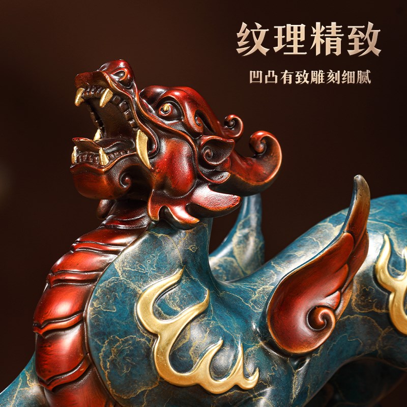 黄铜貔貅招财摆件一对客厅玄关装饰品轻奢高档办公室乔迁开业礼物