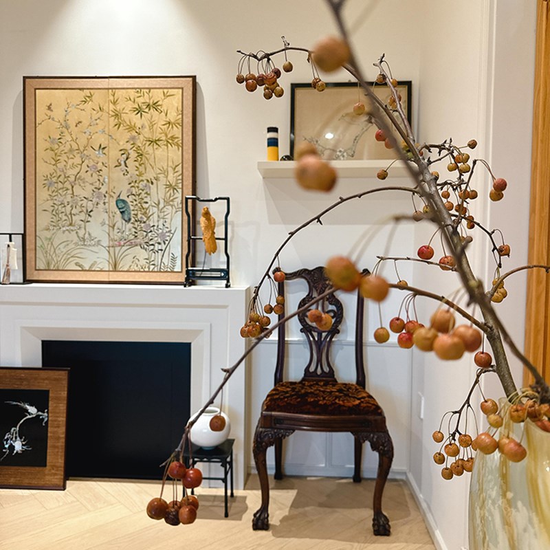 东方美学仿刺绣装饰画入户玄关挂画百鸟朝凤餐厅桌边柜新中式摆画图片