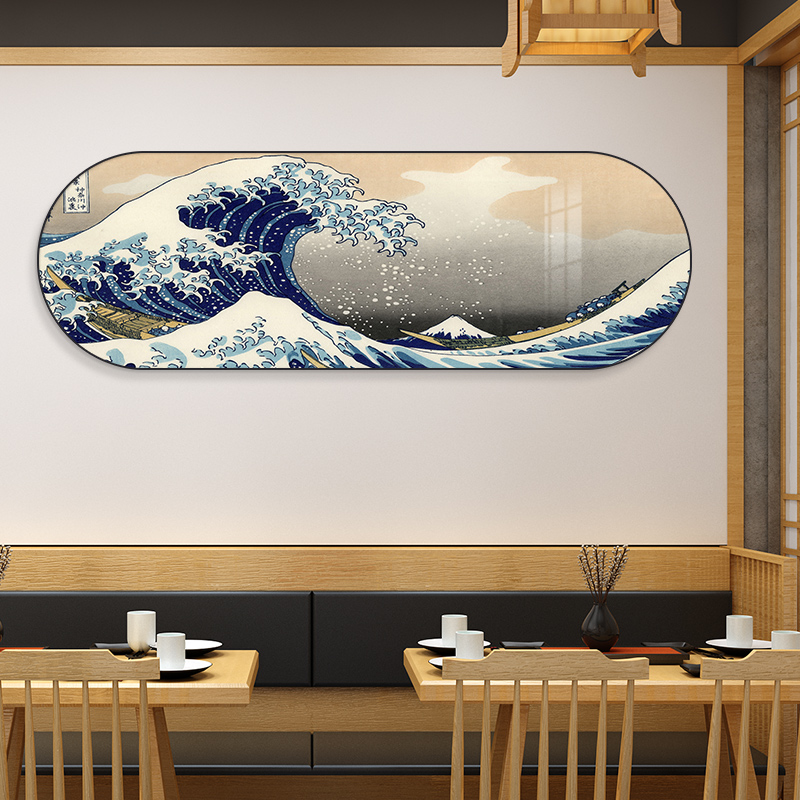 日料店装饰神奈川冲浪里挂画日式寿司餐馆浮世绘背景墙居酒屋壁画图片