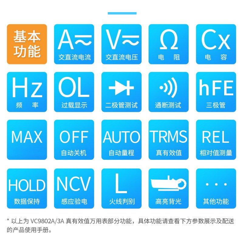 伊万厂家VC9802A感应验电测电容频率自动量程真有效值万用表