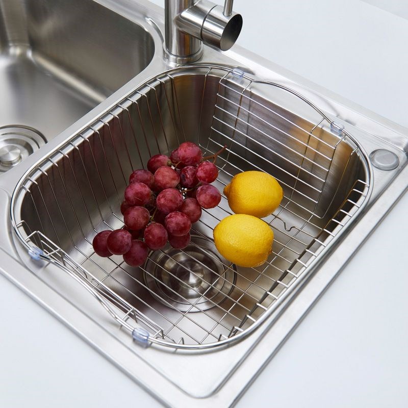 厨房水槽加粗304不锈钢沥水篮洗菜盆滤网碗碟置物架漏水架