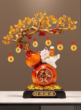 躺赚招财猫发财树葫芦摆件客厅招财中式客厅搬家礼物乔迁新居礼品