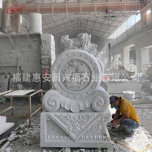 花岗岩门墩抱鼓石狮子石雕圆鼓动物麒麟小象家用门口中式庭院摆件