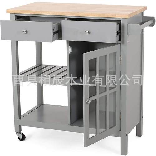 厨房料理中岛台移动多功能切菜台吧台家用开放式大理石实木餐边柜