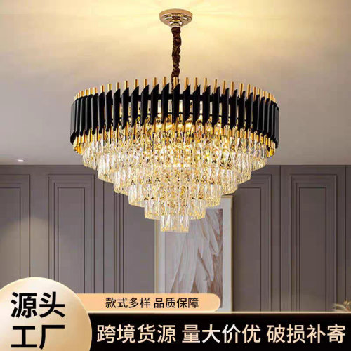 轻奢北欧客厅吊灯黑色复古豪华酒店大堂水晶吊灯轻奢卧室餐厅灯具