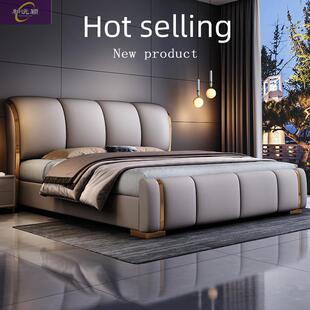 主卧大床新款真皮床双人1.5家用软包意式轻奢1.8x2现代简约结婚床