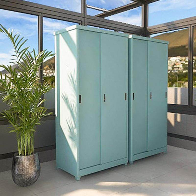 阳台柜卧室储物铁皮推拉移门钢制衣柜防雨水暴晒家用储物收纳站脚