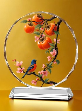 仙鹤水晶摆件2025新款客厅轻奢高档桌面装饰品电视柜茶柜摆台送礼